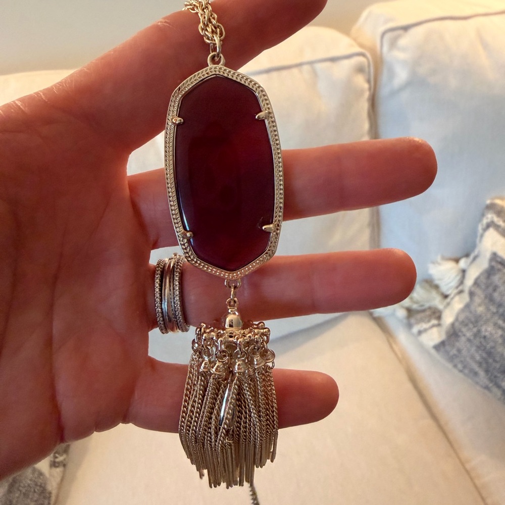 Kendra Scott Rayne Gold and Deep Red Tassel Necklace